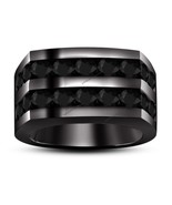 Men’s Wedding &amp; Anniversary 14K Black Gold Over Black Diamond Pinky Band... - $93.23