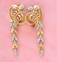 VINTAGE RETRO .45 ctw. DIAMOND 18K HANGING VINE HUGGIE COCKTAIL EARRINGS... - €2.235,06 EUR