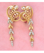 VINTAGE RETRO .45 ctw. DIAMOND 18K HANGING VINE HUGGIE COCKTAIL EARRINGS... - €2.219,25 EUR