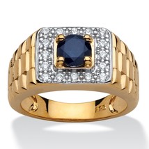 18K Gold Blue Sapphire 1.85 Carat Over Sterling Silver Ring 8 9 10 11 12 13 - £243.58 GBP