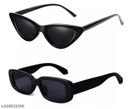 Women Black Plastic Rectangular Sunglasses (Pack of 2) - £19.72 GBP