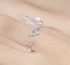 Turquoise bead triangle sterling silver ring - $14.85