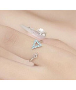 Turquoise bead triangle sterling silver ring - €12,99 EUR
