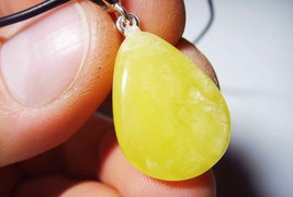 Natural Amber Pendant Genuine  Baltic Amber drop butter bead silver 2.55gr A540 - £20.15 GBP