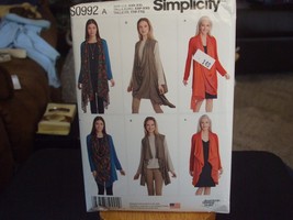 Simplicity S0992 Variety of Knit Cardigans or Vests Pattern - Size XXS-XXL - $10.84