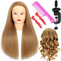100 Real Hair Female Mannequin Head,20&quot;Blonde Cosmetology Mannequin Head... - $50.38