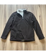 Orvis Men&#39;s Long Sleeve Sherpa Lined 1/4 Zip Brown Black Sweater Warm Co... - $34.65