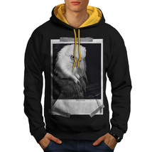 Wellcoda Bald Eagle Mens Contrast Hoodie, Picture Casual Jumper - £31.46 GBP