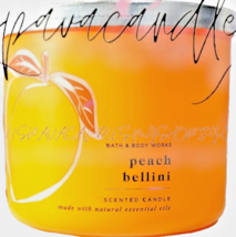 Bath &amp; Body Works Peach Bellini Wick Jar Candle Light orange Frosted Glass - $26.28