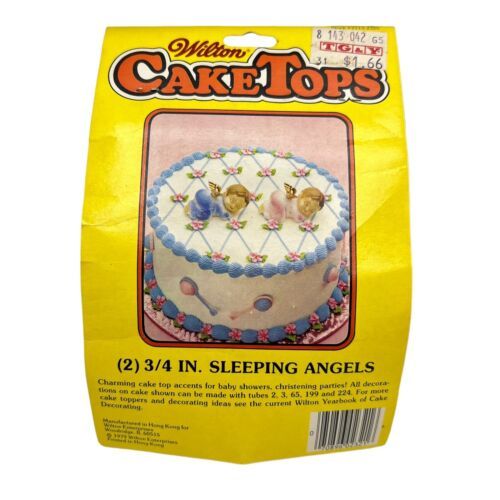 Wilton Cake Tops Topper Sleeping Angels Baby Girl Pink & Boy Blue 1979 Vintage - $9.46