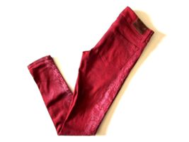 NWT Level 99 Janice in Red Coated Snakeskin Side Ultra Skinny Stretch Jeans 25 - £8.87 GBP