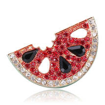 Red Cubic Zirconia &amp; Crystal 18K Gold-Plated Watermelon Brooch - £11.18 GBP