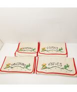 Vintage Embroidered Flatware Roll Set Lot of 4 Sombrero Cactus Design Li... - €31,25 EUR