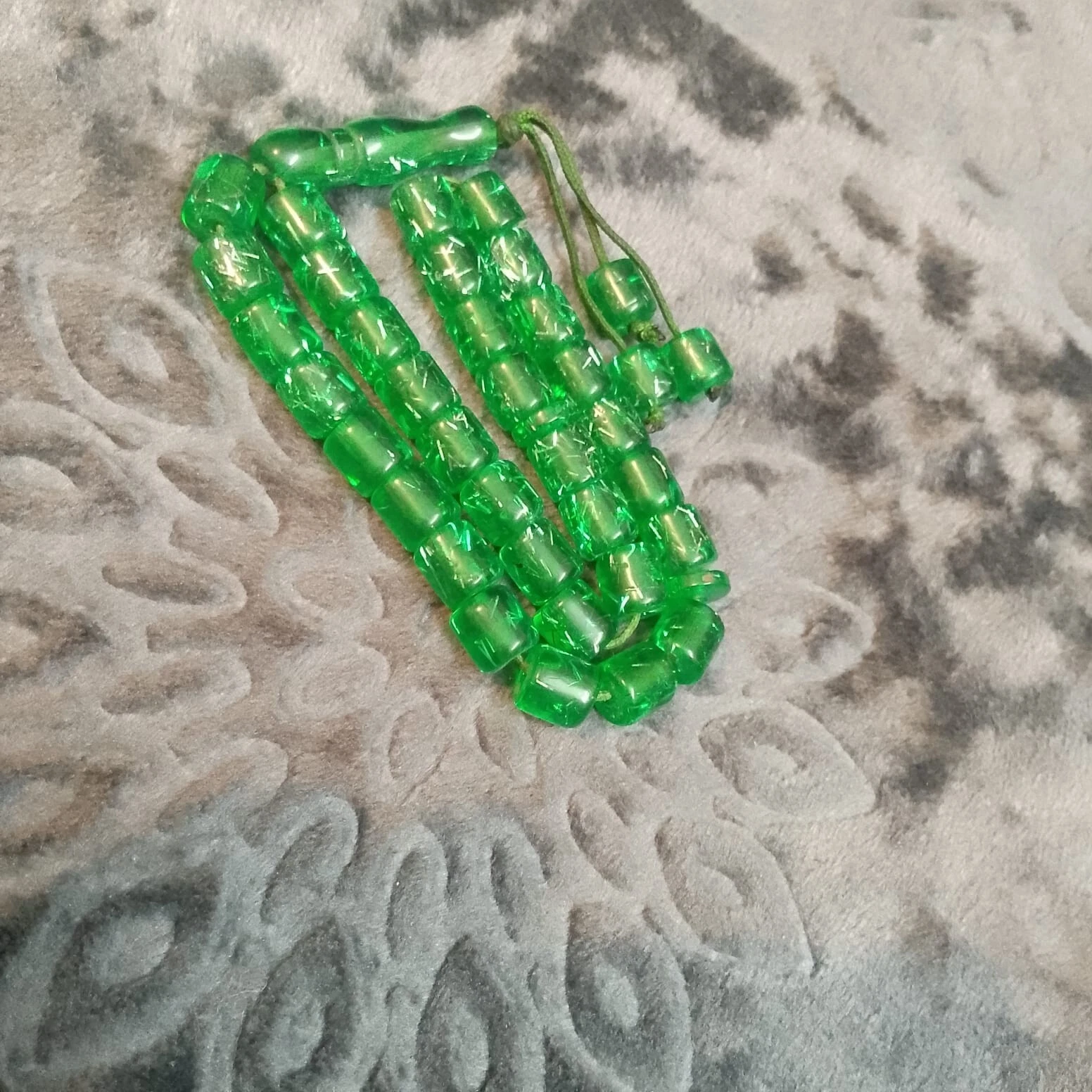 Rosary Islamic Prayer Beads Misbaha Tasbih 33 Green Transparent Plastic ... - $11.00