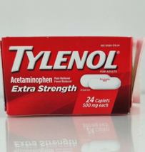 Tylenol Acetaminophen Extra Strength 500 mg Pain Reliever &amp; Fever Reducer 24 ct - £7.37 GBP