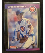 Greg Maddux Hand Signed Baseball Card Autographed Chicago Cubs Rookie Auto - $38.41 CAD