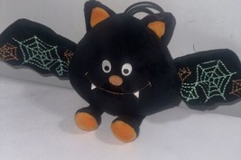 American Greetings Black &amp; Orange Web Stitching Accents Bat Plush Halloween - £8.52 GBP