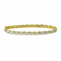 14K Yellow Gold Plated Round Brilliant Diamond Wave Tennis Bracelet 7.5&quot; inch - £274.20 GBP