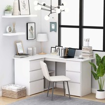 Corner Desk White 145x100x76 cm Engineered Wood - £102.78 GBP
