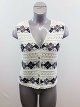Cotton Forever Women&#39;s V Neck Sleeveless Button Up Sweater Vest Size Sma... - £6.98 GBP