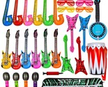 Inflatable Rock Star Toy Set, 30 Pcs 80S 90S Party Decorations Inflatabl... - $48.99