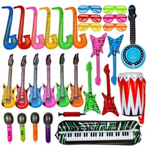 Inflatable Rock Star Toy Set, 30 Pcs 80S 90S Party Decorations Inflatabl... - £38.48 GBP