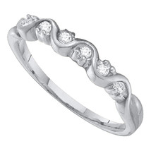 10kt White Gold Womens Round Diamond Wavy Band Ring 1/10 Cttw - £165.41 GBP