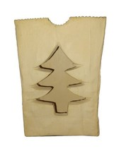 Vintage Terra Cotta Paper Bag Christmas Pine Tree Cutout Luminary - £11.59 GBP