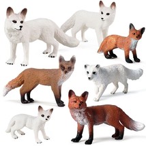 7Pcs Fox Toy Figures, Plastic Forest Animals Fox Figurines Set Include A... - £22.11 GBP