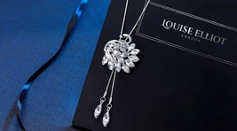 Louise Elliot London Sparkling White Rhinestone Swan Necklace Bolo Tie 2... - $29.65
