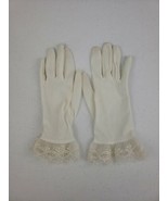 VTG White Soft Nylon Gloves 60&#39;s Mod Rockabilly Lace Wrist Length Ladies... - $25.99