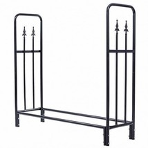 4 Feet Outdoor Heavy Duty Steel Firewood Wood Storage Rack - Color: Black - $112.94