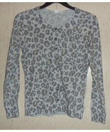 NWT WOMENS GAP LIGHT GRAY W/ LEOPARD PRINT CARDIGAN SWEATER  SIZE M - €28,38 EUR