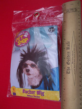 Rubies Dog Costume Pet Halloween Holiday Rocker Wig M/L Black Animal Headwear - £2.23 GBP