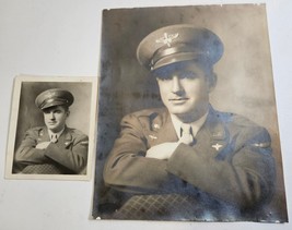 WW2 Airman, Lieutenant portrait. Sepiatone 8x10 &amp; 4x5 Inch. Named. - $11.30