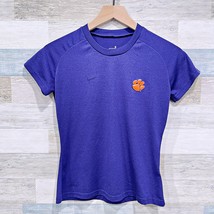 Clemson Tigers Nike FitDry Crewneck Tech Tee Purple Girls Football Small 4-6 - $19.79
