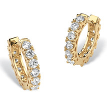 PalmBeach Jewelry 2.40 TCW CZ Gold-Plated Huggie-Hoop Earrings - £27.60 GBP