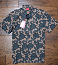 HUGO BOSS Hombre Ebor Manga Corta Recto Negro Estampado Rosa Algodón CAM... - $59.39