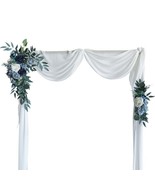 Wedding Arch Decor Artificial Flowers Rose White/Blue (Set of 2) - £47.36 GBP