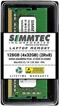 Simmtec Ram 128GB (4x32GB) DDR4 2666MHz Sodimm PC4-21300 (PC4-2666V) CL19 2Rx8 - £372.02 GBP