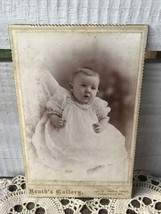 Vintage Cabinet Card Chubby Baby in Christening Gown Heath&#39;s Gallery Photo KY - £27.50 GBP
