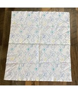 Vintage 90s Baby Hospital Receiving Blanket Pastel Rocking Horses 34&quot;x 30&quot; - $33.78 CAD