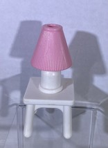 Fisher Price Loving Family Dollhouse Side Table Lamp Pink Shade 1993 Night - £4.64 GBP