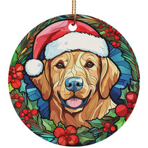 Funny Labrador Retriever Dog Stained Glass Wreath Christmas Ornament Gif... - $14.80