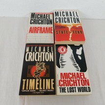 Lot of 4 Michael Crichton PB Novels Lost World Airframe State of Fear Timeline - £9.29 GBP