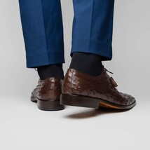 Criss Genuine Ostrich Quill Dress Shoes Oxford Brown image 8