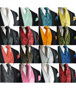 XS to 6XL Men&#39;s Paisley Dress Vest Waistcoat &amp; Necktie Set for Suit or T... - £19.69 GBP+