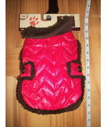 Pet Gift Dog Clothes XS Red Jacket Outfit Brown Fur Trim Canine Animal C... - £7.39 GBP