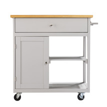 Gray and Natural 35" Rolling Kitchen Island With Storage - $8,197.25 MXN