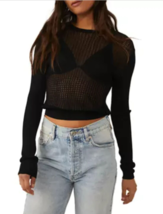 Free People H2O Crew XS (0-2) Open Knit Pullover Top Black MSRP $98  NWT 2195-97 - $35.21